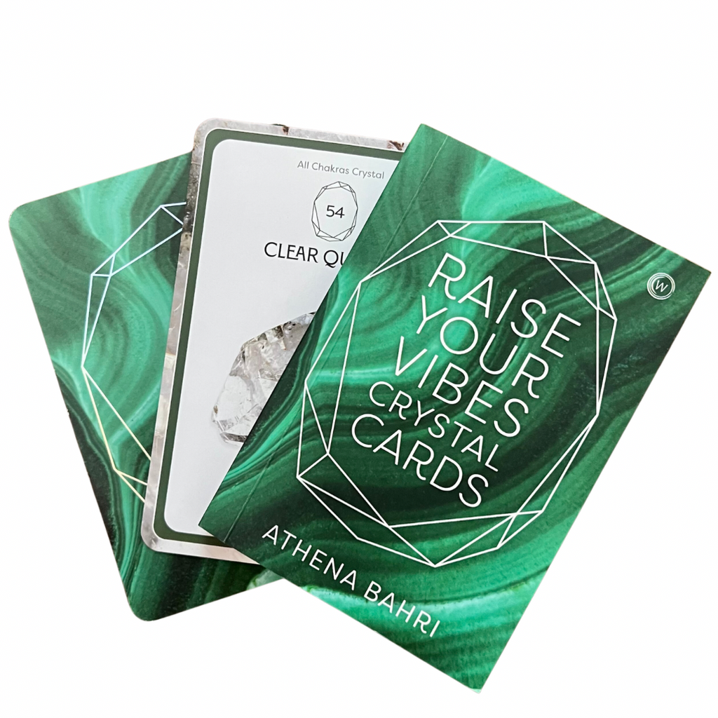 📚Raise Your Vibes Crystal Cards by Athena Bahri (Reiki + Chakra Deck)