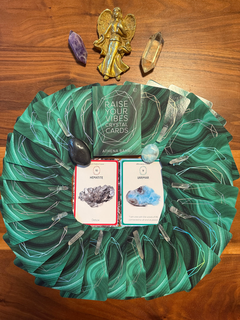 📚Raise Your Vibes Crystal Cards by Athena Bahri (Reiki + Chakra Deck)